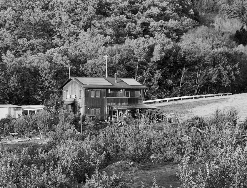 豊かな森と果樹園に抱かれるようにひっそりと佇むORCHARD CIDERの建物